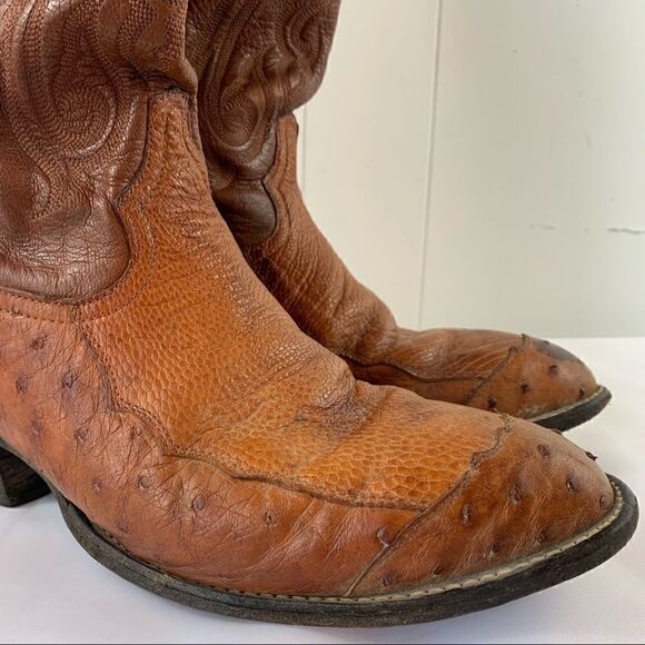 Tony Lama Brown Brandy Ostrich Cowboy Boots 9D main image 11